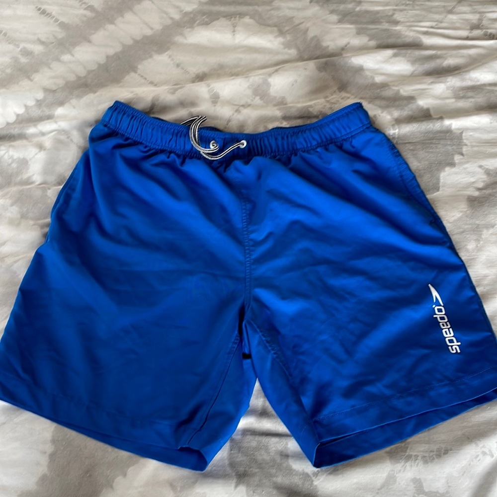 Blue XL Speedo Men’s Swim Trunks - Never Worn - Pockets and Mesh Liner